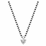 Parnika 925 Solitaire Silver Mangal Sutra Necklace Chain Pendant (18 + 1 Inch Adjuster) in Pure 92.5 Sterling Silver for Women| Gift For Women | (White)