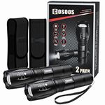 COSOOS 2 LED Torch with Holsters, Super Bright Hand Flashlight with Holster for Belt, Zoomable Water Resistant Tactical Torch, 5 Modes Small Flash Light for Camping, Hiking, Emergency