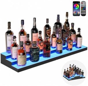 LED Illuminated Bar Bottle Display Rack, 3-Tier 32" Multi-Color Whiskey Rack, Tabletop Wine Rack Equipped with RF Remote Control and App Control Ideal Choice for Home Bar, Whiskey Lovers Gift