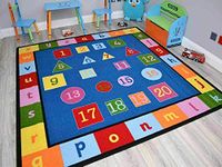 Small Large Boys Girls Kids Alphabet Numbers Childrens School Bright Rugs Mats (100cm x 160cm)