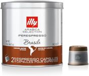 illy Arabica Selection Iperespresso Brazil Espresso Capsules, 21 Capsules - Rich Brazilian Coffee Flavor - Compatible with Iperespresso Machines - Smooth, Balanced, and Velvety - Made from 100% Arabica Beans