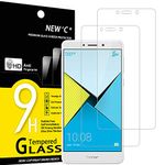 NEW'C Pack of 2, Glass Screen Protector for Huawei Honor 6X, Anti-Scratch, Anti-Fingerprints, Bubble-Free, 9H Hardness, 0.33mm Ultra Transparent, Ultra Resistant Tempered Glass