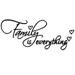 Family is Everything Heart Shape - Carved Black Vinyl Quotes Wall Decal Room Decoration Home Decor Art Letters Lettering Words for Living Room Bedroom