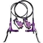 ThinkTop Bike 4 Piston Hydraulic Disc Brake Left (Front) 800/Right (Rear) 1400mm CNC Machining MTB Bicycle Oil Pressure 4 Piston Driving Brake Caliper (Purple)