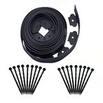 Garden edging，20ft Landscape edging with 20 spikes for lawn 2 Inch Tall(Black, 20FT)