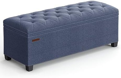 SONGMICS Storage Ottoman Bench, Foot Rest with Legs, 15.7 x 43.3 x 15.7 Inches, End of Bed Bench, Storage Chest, Load up to 660 lb, for Living Room, Bedroom, Entryway, Light Denim Blue ULSF088Q01