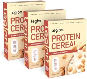 Legion Protein Cereal with 17g Milk Protein – Naturally Sweetened, High-Fiber Breakfast Cereal – Gluten-Free, Soy-Free, Lab-Tested for Purity – 3 Pack Cinnamon Crunch