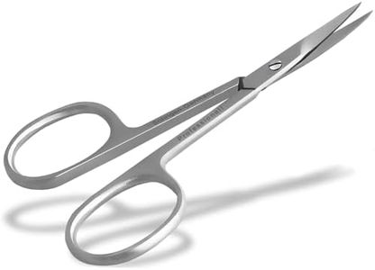 Nagelhautschere Hautschere aus Solingen Extra Scharf mit feiner gebogener Schnittfläche Nagelhaut Schere Edelstahl Rostfrei Made in Germany zum präzisen kürzen schneiden von Nagelhautresten 9,0 cm