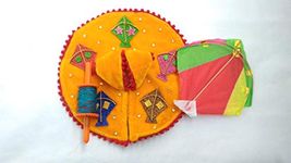 REYON Laddugopal ji Kanha ji Dress Having Kites Miniature on it. Kites Designs Inspired by Makarsankranti with a Set of Kites and Winch (Yellow) Size-01