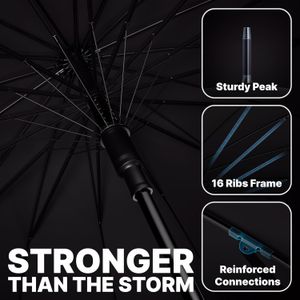 Royal Walk Large Black Umbrella – Windproof Automatic Open