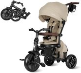 QPlay Toddler Bike Stroller for Baby 10 Months to 6 Years Old, 8-in-1 Foldable Stroller Bike for Toddlers 3-5 Boys & Girls Gifts Trike — Adjustable Handle, Triple Footrest, Canopy & Storage Bag