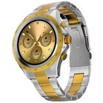 Fire-Boltt Solace Luxury Stainless Steel Smart Watch, 1.32" (33.5mm) Display 360 * 360 px high Resolution with 60Hz Refresh Rate, Bluetooth Calling & 360 Health Monitoring (Gold Silver)