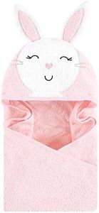 Hudson Baby Unisex Baby Cotton Animal Face Hooded Towel, Pink Bunny, One Size