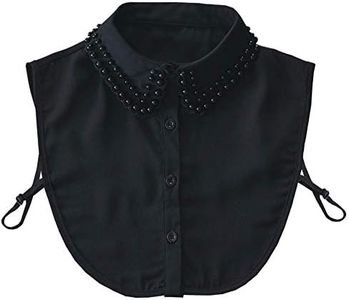 Joyci Diamond Pearl False Collar Peterpan Fake Collar Half Shirt Dickey (B Black)