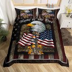 Eagle Comforter Cover Eagle Fur American Flag Gun Fire Bedding Set Wooden Geometry Style Duvet Cover for Children Kids Boys Girls Microfiber Bedspread Cover Double Size