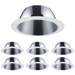 6 Pack 6 Inch Recessed Can Light Trim with Aluminum Reflector, for 6 inch Recessed Can, Detachable Iron Ring Included