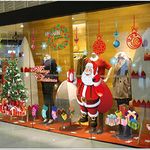 Christmas Windows Stickers Santa Claus Removable Vinyl Christmas Tree DIY Wall Window Door Mural Decal Sticker for Showcase (Red)