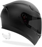 GDM GHOST Full Face Motorcycle Helmet - Matte Black, XL (Clear & Tinted Shields)