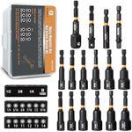 MulWark Magnetic Nut Driver Set 16 pcs Impact Driver Bit Set - Deep 1/4” Hex Shank Drill Bit Set - Impact Socket Adapters - Bit Extension Quick Change Torx Bit Set