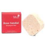 Rustic Art Rose Sandal Shampoo Bar | Reduce Hair Fall, Adds Shine | Sulphate & Paraben Free | Natural & Organic | Vitamin E & Coconut Sugar | For Women & Men | 75 Gm