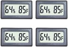 Veanic 4-Pack Mini Digital Thermometer Hygrometer Meters Gauge Indoor Large Number Display Temperature Fahrenheit (℉) Humidity for Home Office Humidors Jars Incubators Guitar Case