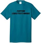 INK STITCH Unisex PC54 Custom Design Your Own Cotton Short Sleeve Tshirts - Teal (3XL)