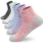 srclo Womens Trainer Running Socks,Anti Blister Sports Socks for Ladies Size 4-7,Cushioned Breathable Ankle Athletic Socks 5 Pairs.