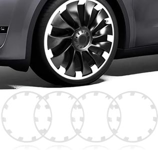Wheel Rim Protect for Tesla Model Y 21" (2020-2024), Easy-Install Hubcaps Wheel Cover, Scratch-Resistant Car Tire Trim Rings, Stylish Design for Induction Wheels, Peal White 4Pcs Model Y Accessories