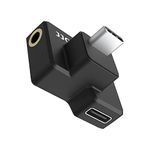 JJC Dual USB-C 3.5mm Mic Adapter for DJI Osmo Action Charging and Data Transferring, Audio Adapter Vlogging Accessories for OSMO Action Camera