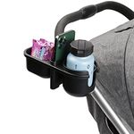 Niciksty Pram Cup Holder, Universal Drink Coffee Cup Holder with with Snack Tray & Phone Holder for Stroller, Pushchair, Buggy, Bike, Wheelchair, Walker, Gifts for Women, Mom, Men