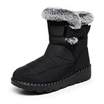 Women Lightweight Snow Boots Winter Anti-Slip Ankle Booties Waterproof Slip on Side Zipper Warm Fur Lined Outdoor Shoes