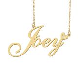 18k Gold Plated Joey Name Necklace Heart Charm Pendant Stainless Steel Graduation Jewelry for Womens Teens 16"