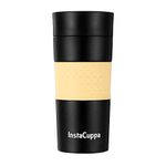 InstaCuppa Vacuum Insulated Travel Mug, Stainless Steel Double Walled Thermos for Hot or Cold Coffee, (350 ML, Black)