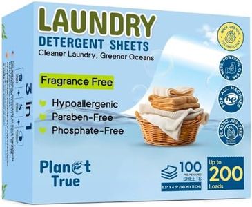 Planet True Eco-Friendly Laundry Detergent Sheets, 200 Loads (100 Sheet) Fragrance Free Laundry Sheets Detergent, Concentrated Washer Detergent, Plastic Free Travel Laundry Detergent