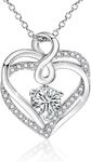 VNOX Necklaces for Women Anniversary Present for Her :Silver Love Hearts Choker Necklace with Cubic Zirconia Romantic Gifts Birthday Gifts for Women Girlfriend Mum(box)