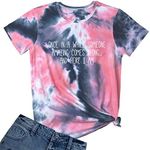 BLACKMYTH Women Tie Dye Graphic Tees Cute T Shirts Grey Red Large