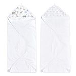 Aden + Anais Essentials Hooded Baby Bath Towel, Super Soft 100% Cotton, 2 Pack, Dino Jungle