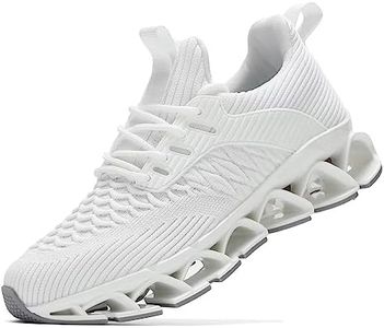 Wrezatro Women's Slip on Walking Running Shoes Blade Tennis Casual Fashion Sneakers Comfort Non Slip Work Sport Athletic Trainer White