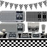 Race Car Birthday Party Supplies Car Theme Party Decorations Serves 20 Guests, Paper Plates, Racetrack Tablecloth, Table Napkins, Paper Cups, Party Decorations for Boy Birthday