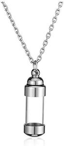 Jovivi Small Acrylic Tube Bottle Urn Necklace Stainless Steel Cremation Jewelry Memorial Ashes Holder Keepsake - Silver, Acrylic, No Gemstone