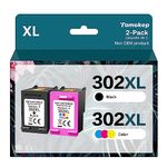 Tomokep 302XL Ink Cartridges Compatible for HP 302 Ink Cartridges Combo Pack, 302 Ink Cartridges Black and Colour Remanufactured for Envy 4520 4524 4527 Deskjet 2130 3630 3636 Officejet 3830 3831 3835