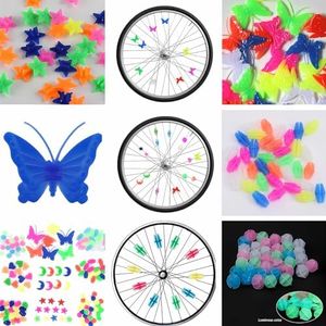 Lawdiey 180 PCS Bike Wheel Spokes Bicycle Spoke Beads Clip Plastic Luminous for Bike Decorations(Assorted Colors/Shape)