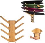 LISS The Sun Rack - Premium Wood Surfboard Wall Mount Rack Display, Ski, Snowboard Holder for 4 Boards for Garage & Home Storage with Built-In Drawer & Hooks for Longboards Shortboards, Wakeboards