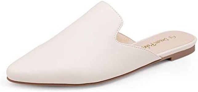 DREAM PAIRS Women's Flat Mules Pointed Toe Backless Loafer Shoes,Size 9.5,White/Pu,DML211