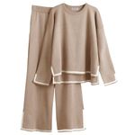 Baonmy Women’s 2 Piece Outfits Lounge Sets Matching Pajama Set Long Sleeve Tops Wide Leg Pants Sweatsuit Set