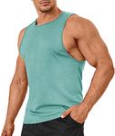 TACVASEN Men's Athletic Workout Tank Tops Summer Sports Gym Vest Sleeveless Muscle Running Shirts Grey Green,M