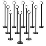 New Star Foodservice 27716 Ring-Clip Table Number Holder/Number Stand/Place Card Holder, 12-Inch, Set of 12, Black Finish