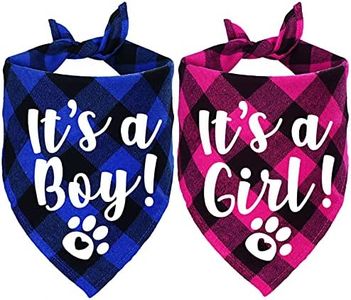 STMK It's A Boy It's A Girl Plaid Dog Bandana, Pregnancy Announcement Plaid Dog Bandana, Baby Announcement Plaid Dog Bandana Gender Reveal Photo Prop for Dog Puppy (Blue & Pink)
