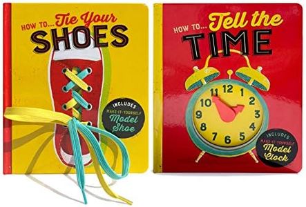 2-Pack How To... Board Books - How to Tie Your Shoes & How To Tell Time, Interactive Educational Bundled Set, Ages 3-9