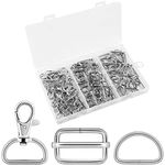 D Rings for Bags 70Pcs 25mm Silver Metal Swivel Keychain Hooks and Slide Buckles for Bag Making Hardware, DIY Handicraft Backpacks, Handbags, Key Lanyards, Purse Bag Straps and Dog Collars (Silver)